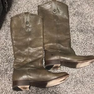 SOLD FRYE boots, dark tan, almost olive